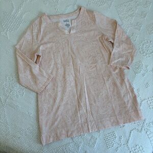 Croft & Barrow womens size Medium pink paisley print 3/4 sleeve cotton blend top